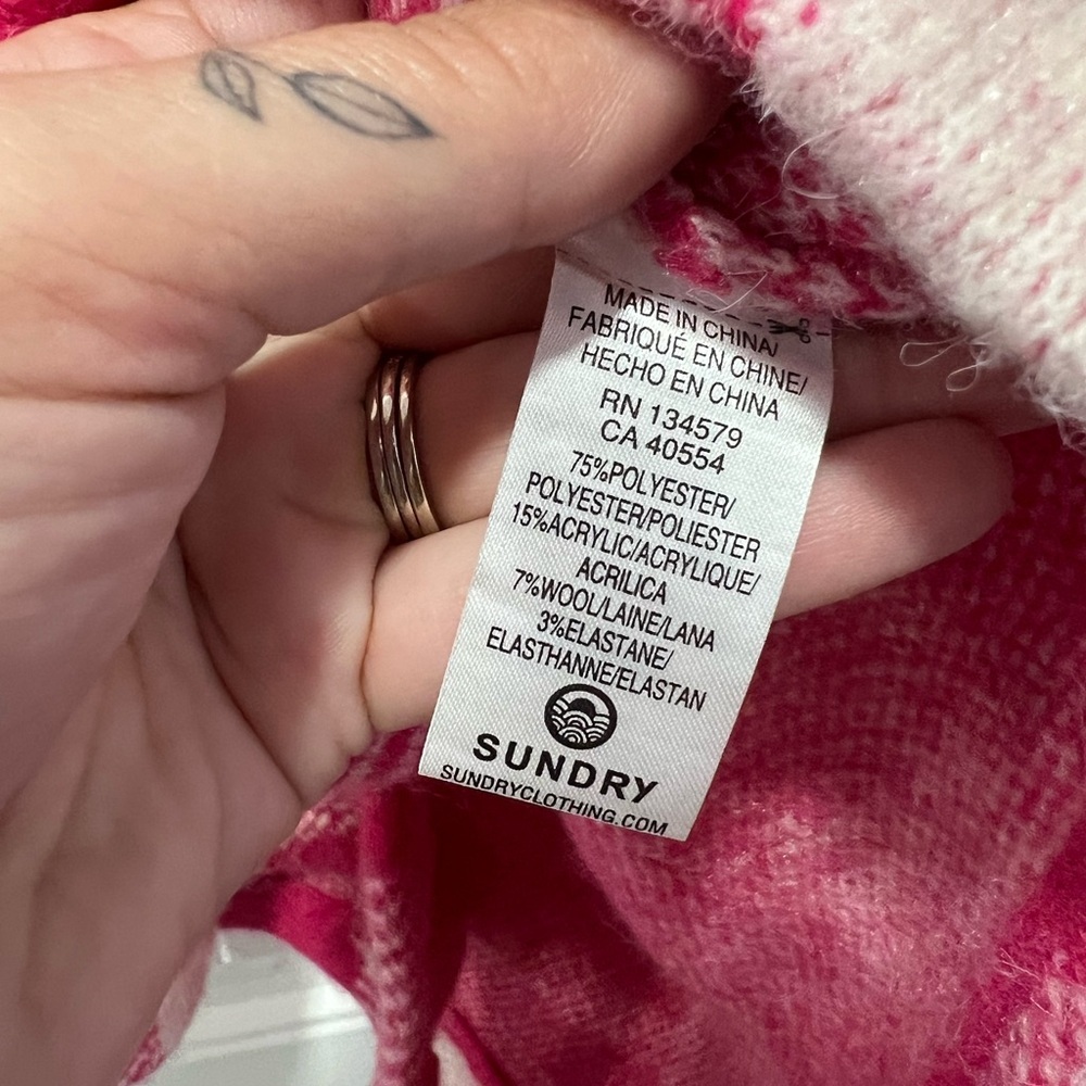 Sundry Anthropology | Oversized Pink Flannel Jacket | Size: Medium/Large - Picture 12 of 13